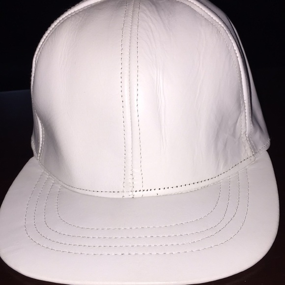 Other - Adjustable Leather Curved Visor (White)